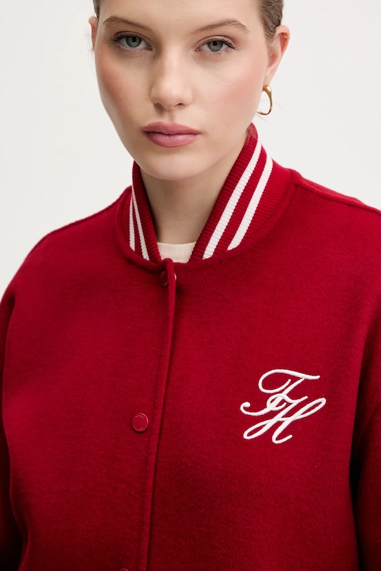 Шерстяная куртка-бомбер Tommy Hilfiger, красный — фото 4