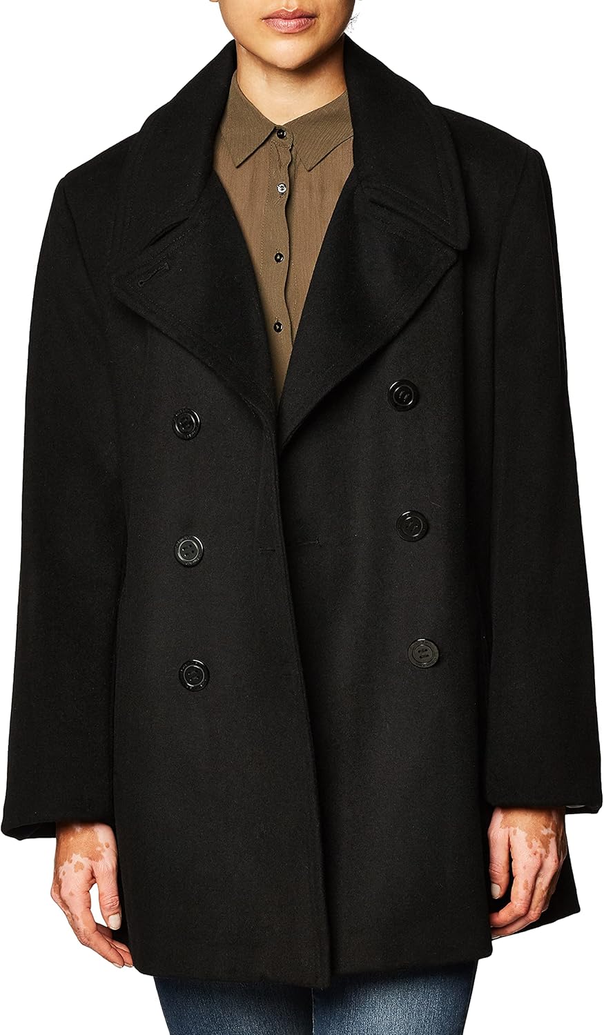 

Calvin Klein Женское двубортное шерстяное пальто с поясом, Classic Black