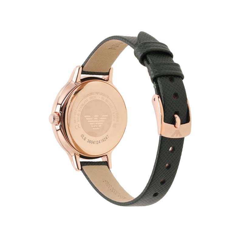 

Трехстрелочные зеленые кожаные часы EMPORIO ARMANI