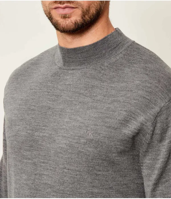 Шерстяная полуводолазка regular fit Calvin Klein, серый — фото 4