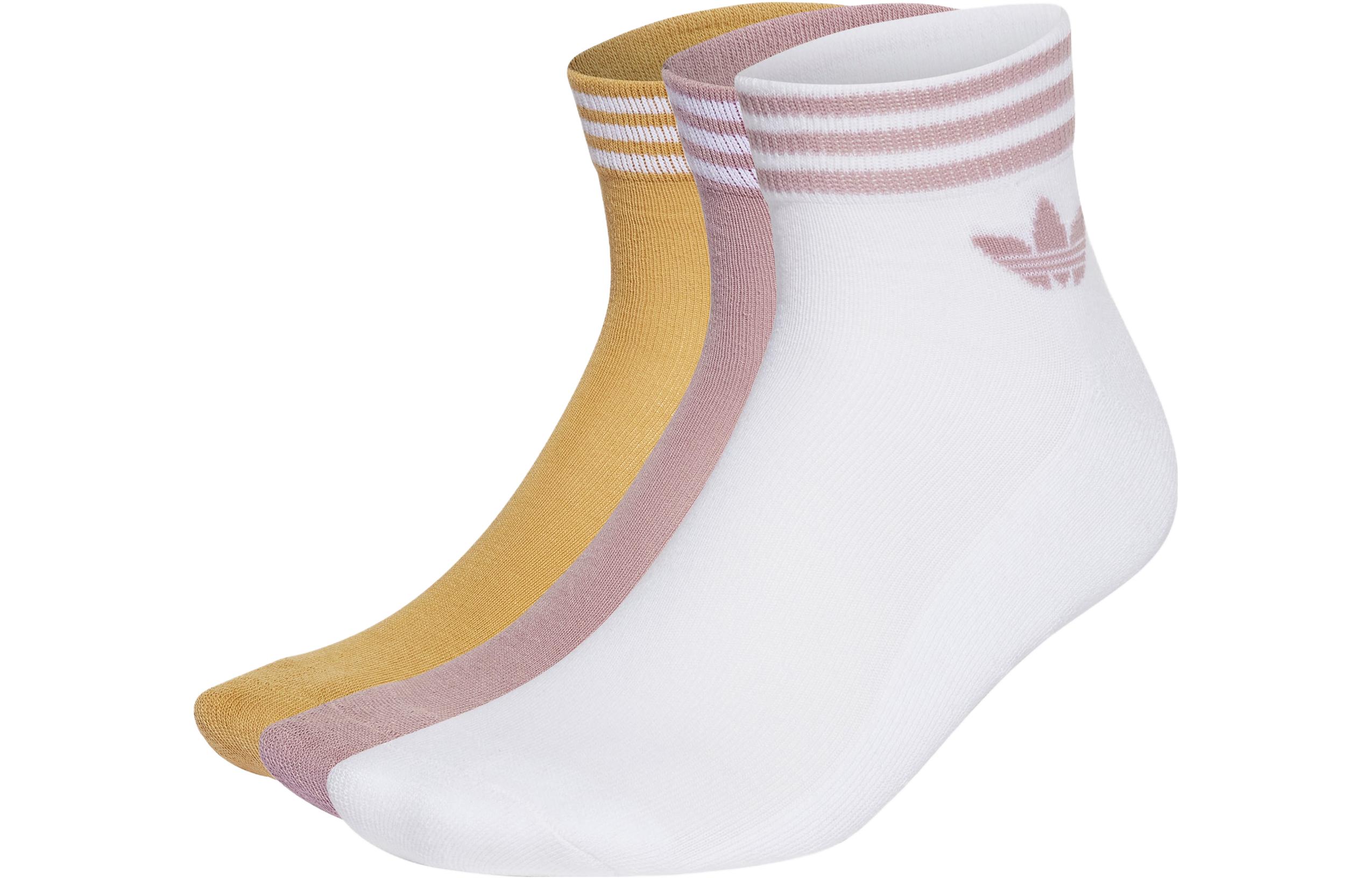 Футболка Trefoil Носки Щиколотка 3 пары Унисекс Комплект из 3 пар Adidas Originals (Белый+Фиолетовый Розовый+Золотой) — фото 2