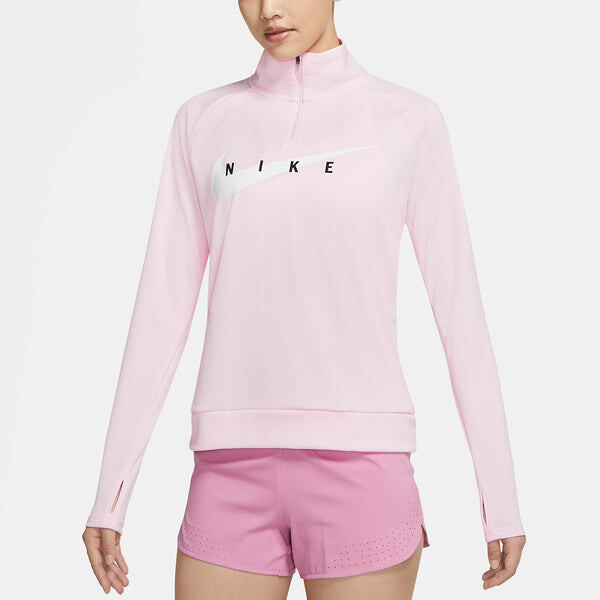 Свитер as w nk swoosh run hz midlayer pink foam Nike, розовый — фото 4