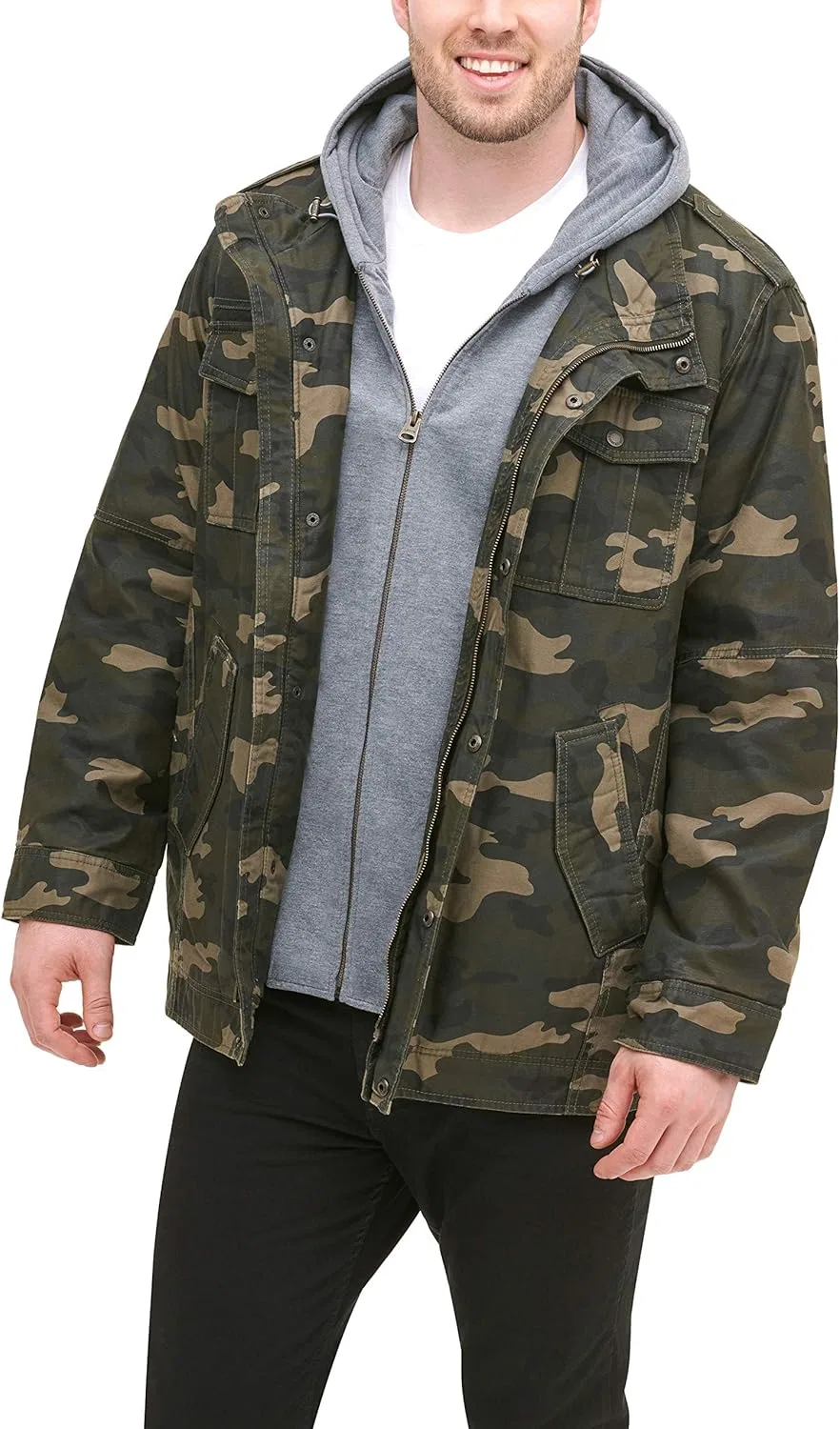 Куртка военная хлопковая Levi's, камуфляж/шерпа — фото 3