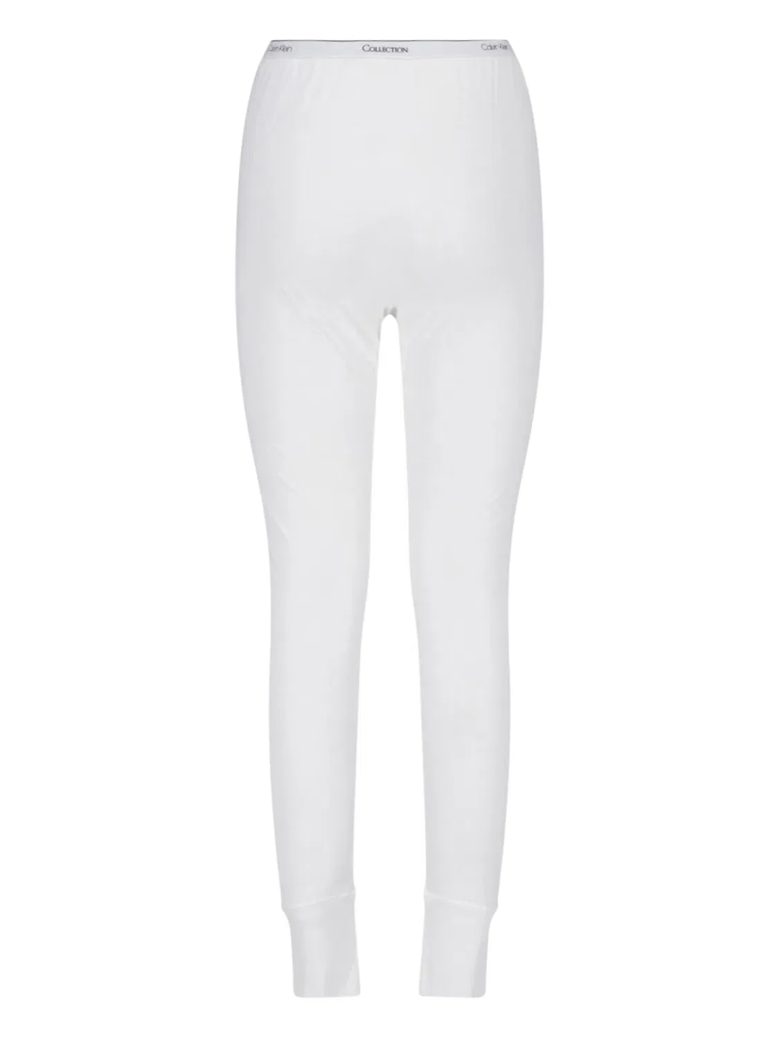 Белые зауженные брюки с ребристыми манжетами и логотипом Calvin Klein, White — фото 2