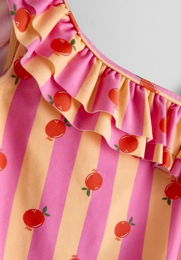 Купальник Jojo Maman Bébе, Regular fit stripe asymmetric ruffle, розово-оранжевый — фото 3