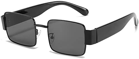 

Винтажные прямоугольные солнцезащитные очки для женщин и мужчин, металлические солнцезащитные очки, очки для водителей, защита от ультрафиолета UV400 MTZJH, Black Grey