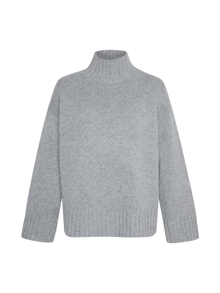 

Свободный свитер свободного кроя с высоким воротником из смеси кашемира и шерсти в цвете серебристый меланж Style Republic