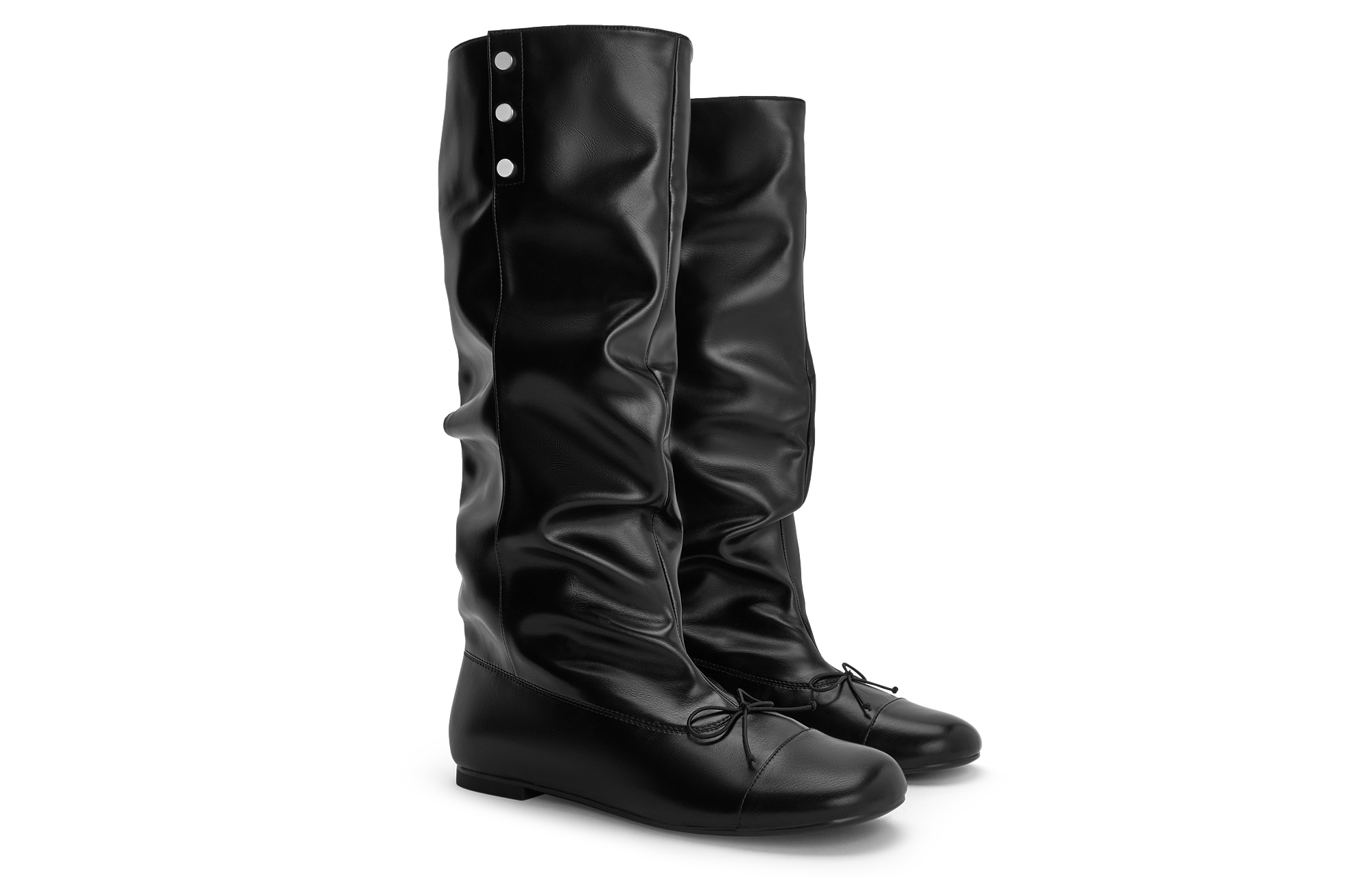 CHARLES&KEITH Маленькие черные высокие ботинки CK до колена 1,1 см женские, цвет Black — фото 2