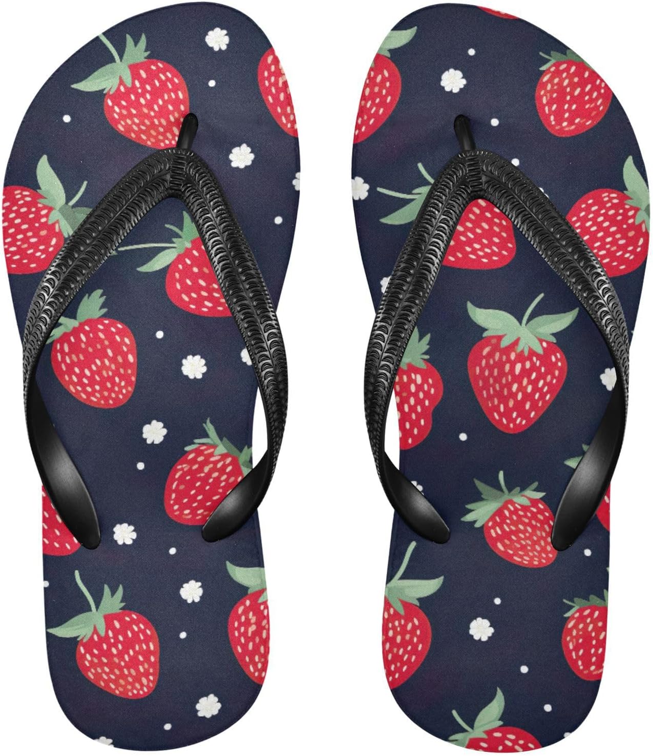 

Красные мультяшные клубничные шлепанцы с ремешком для душа, пляжные резиновые нескользящие летние тапочки для женщин и мужчин Sinestour