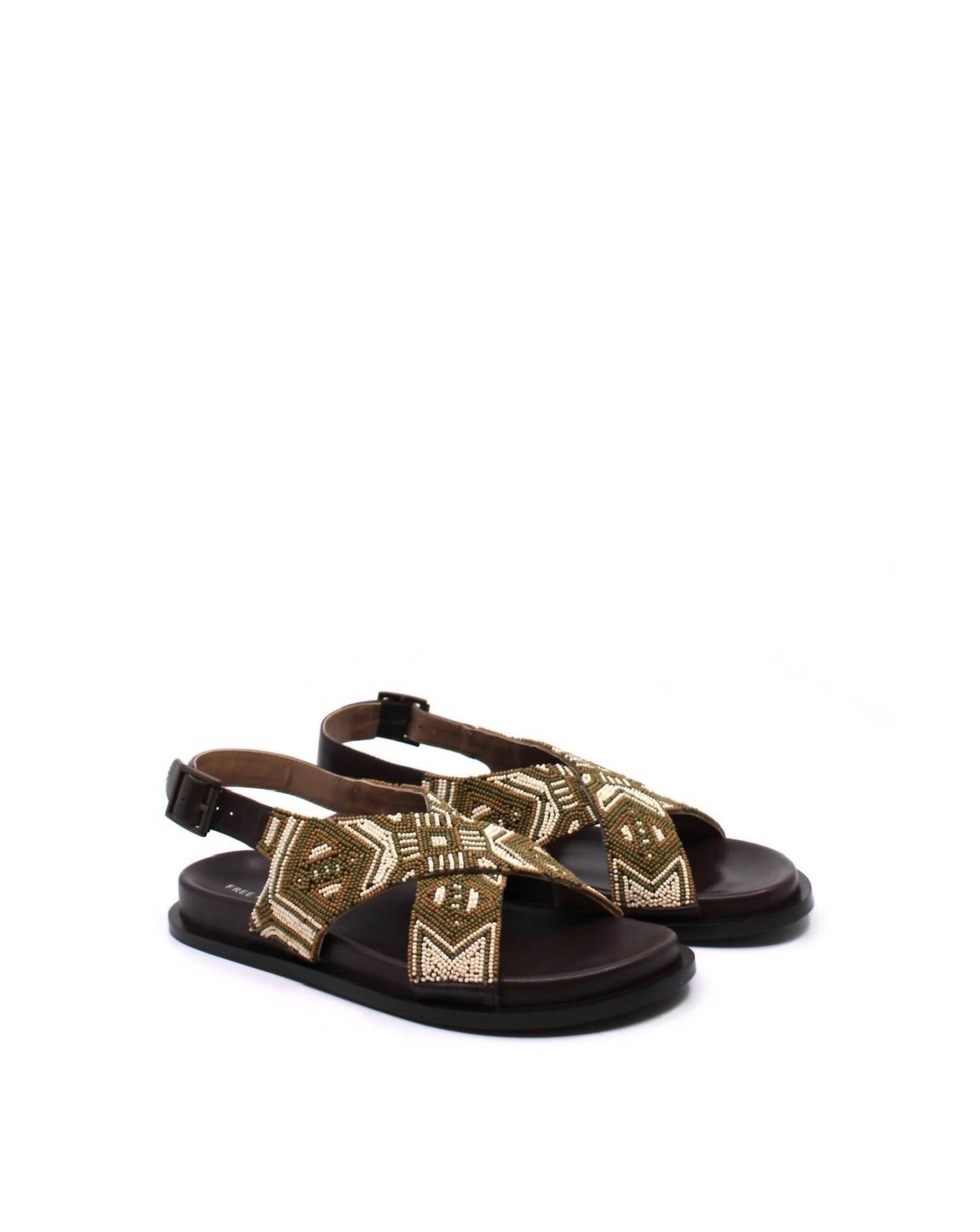 Женские сандалии Mali Beaded Sandal в нейтральных многоцветных тонах Free People, цвет neutral multi