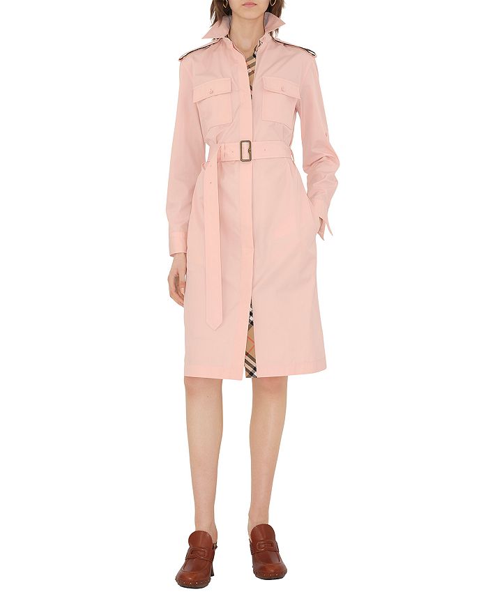 

Хлопковое платье-рубашка из поплина Burberry, розовый