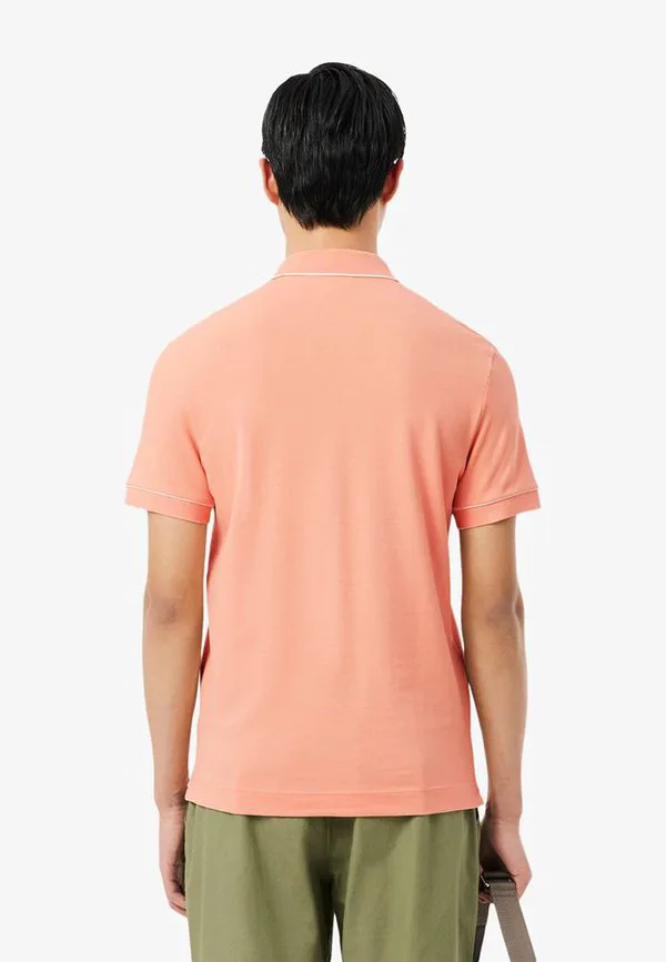 Контрастная рубашка-поло smart paris стрейч с рибетом Lacoste, Rose Corail-Ui — фото 3