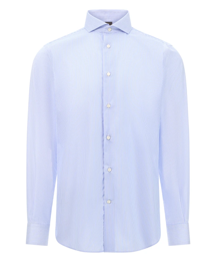 

Не требующая глажки полосатая хлопковая рубашка Boggi Milano, синий