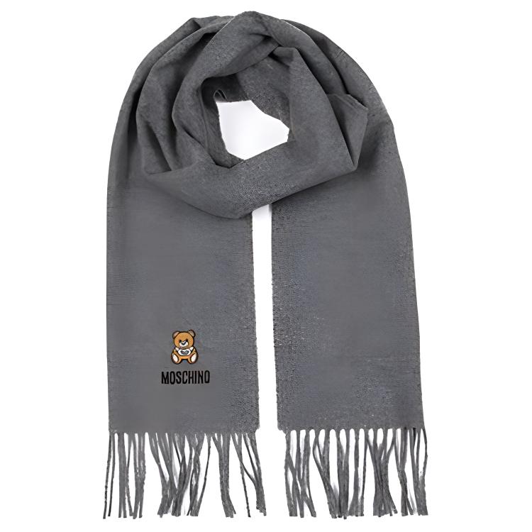 

Вышитая бахромой шаль с мишкой MOSCHINO