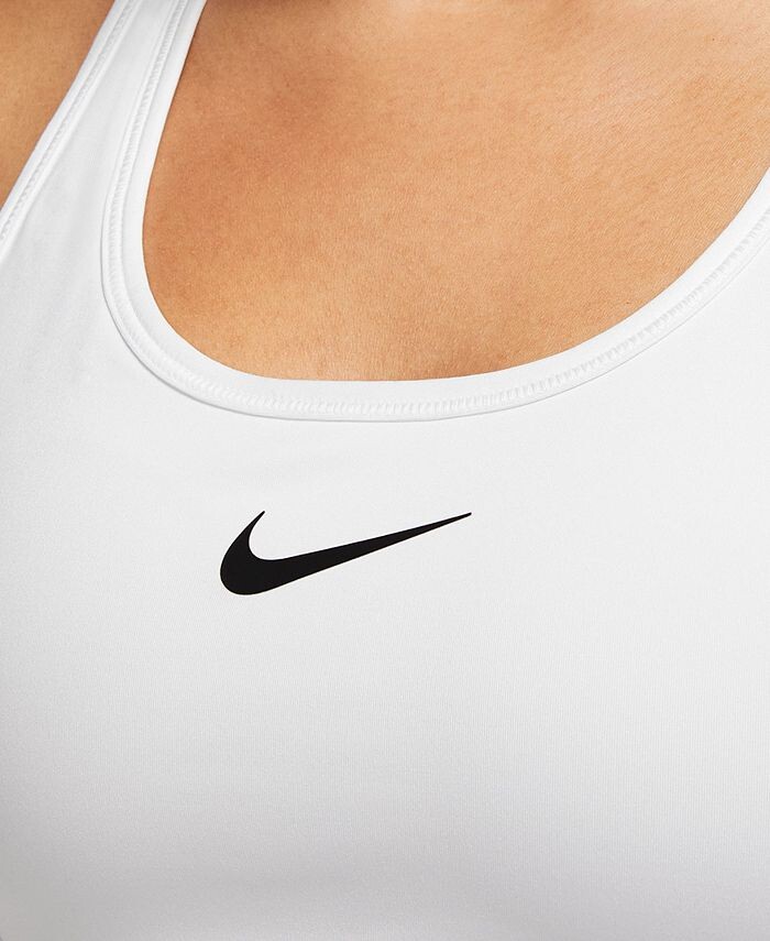 Женский спортивный бюстгальтер средней ударопрочности с подбивкой Swoosh Nike, белый — фото 4
