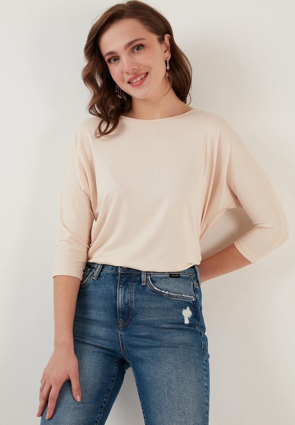 

Топ с длинным рукавом Crew Neck LELA, камень