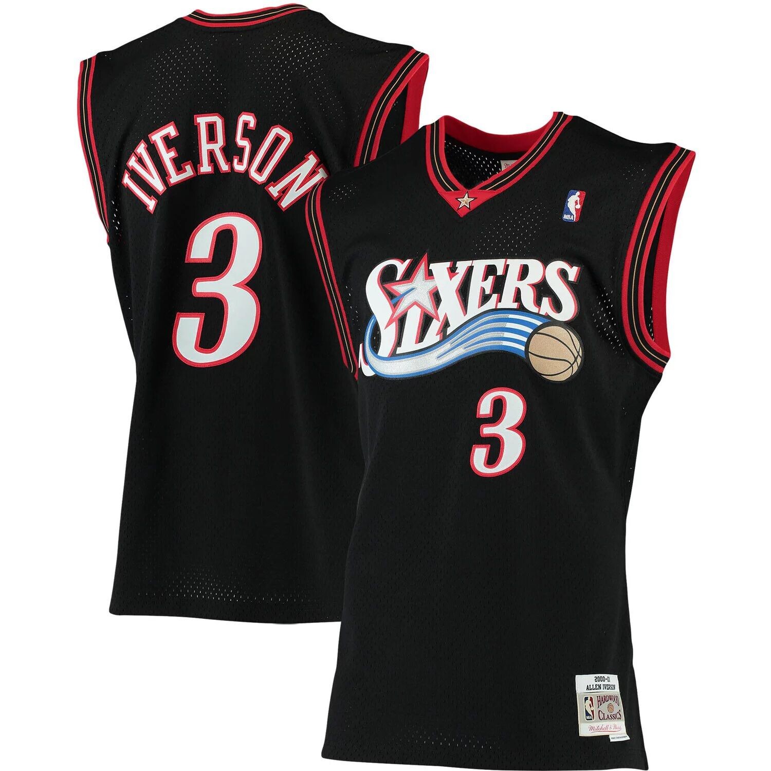 

Мужская черная футболка Mitchell & Ness Allen Iverson Philadelphia 76ers Big & Tall Hardwood Classics, Черный, Мужская черная футболка Mitchell & Ness Allen Iverson Philadelphia 76ers Big & Tall Hardwood Classics