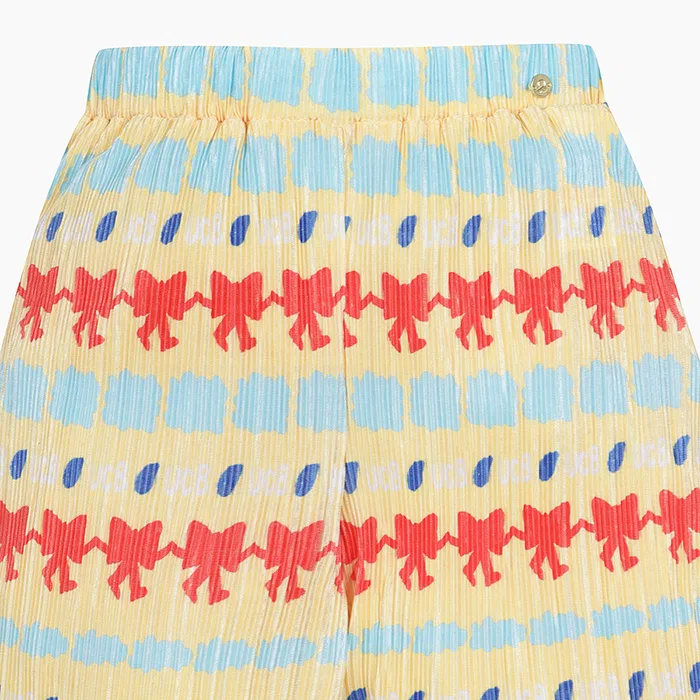 Детские плиссированные брюки Benetton Kids Bodre, жёлтые — фото 3