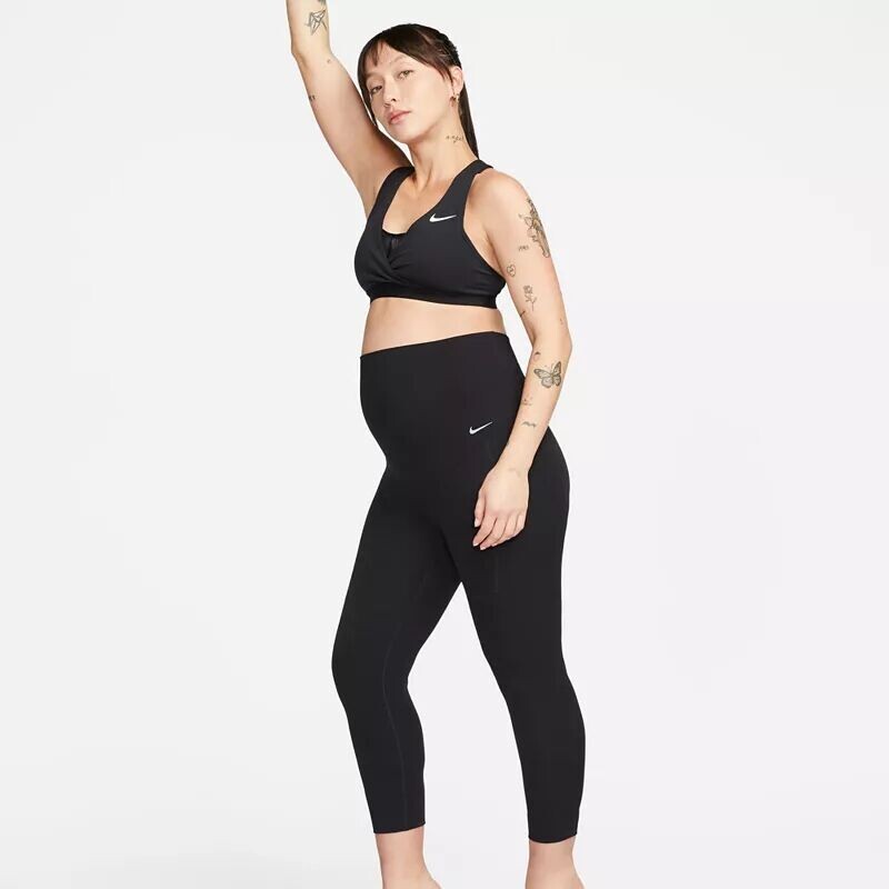 Женские леггинсы с высокой талией и мягкой поддержкой Nike Zenvy для беременных размером 7/8, черный — фото 2