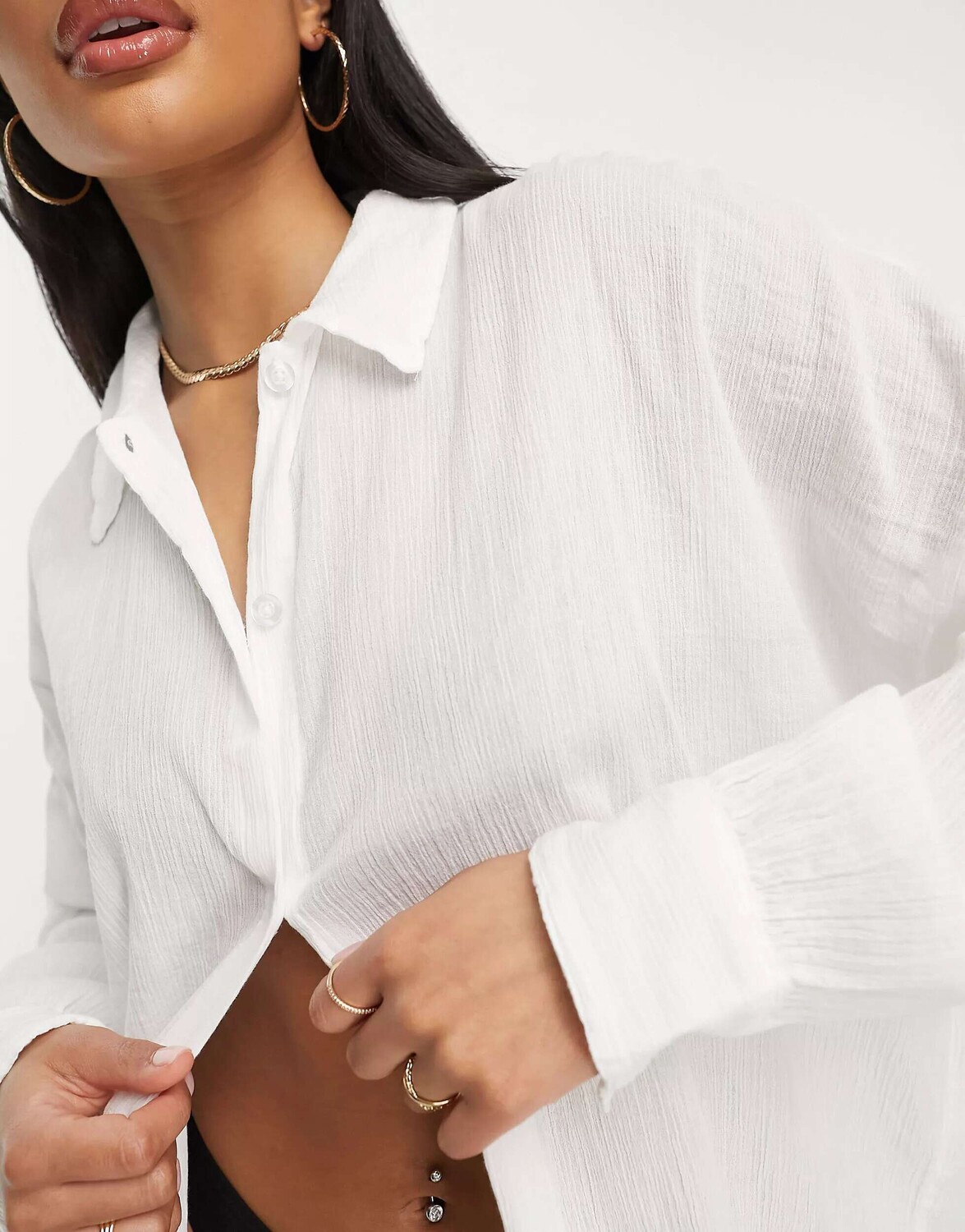 Белая жатая пляжная рубашка ASOS — фото 3