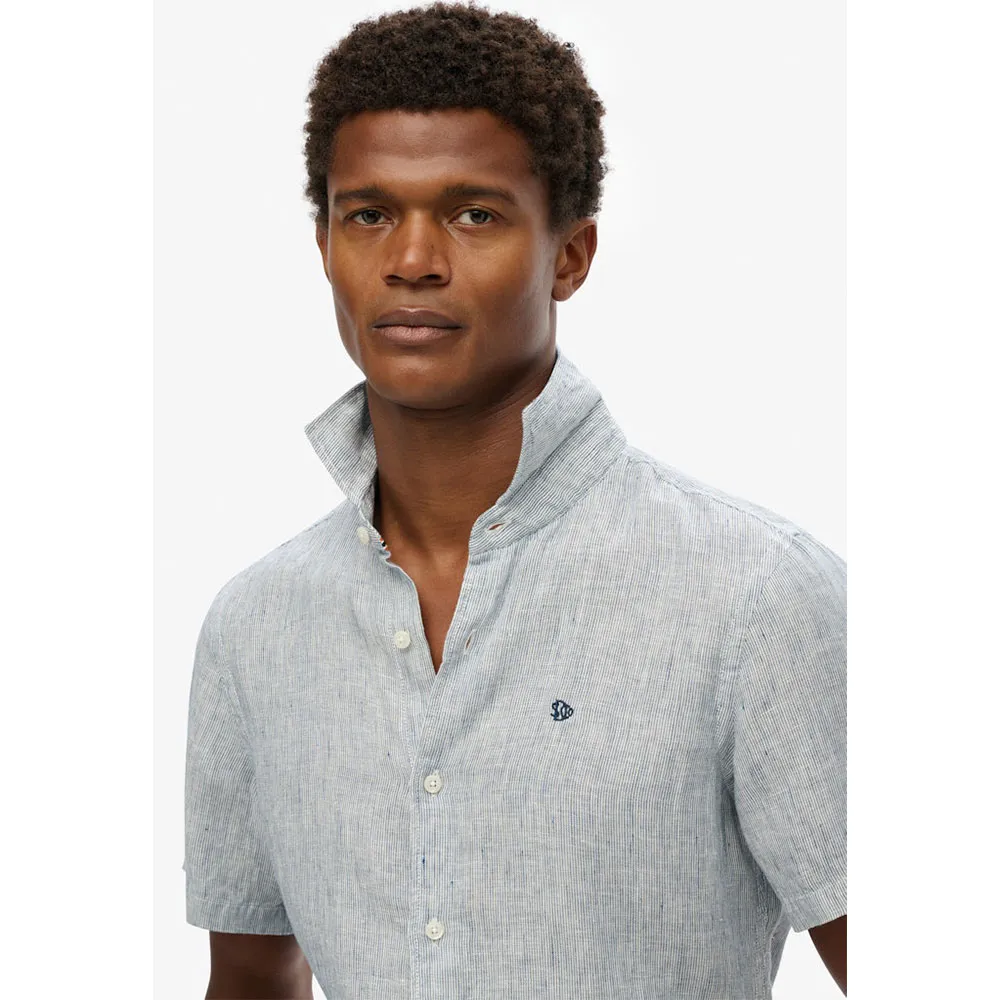 Рубашка с коротким рукавом Superdry Emb Vacation Linen, серый — фото 3