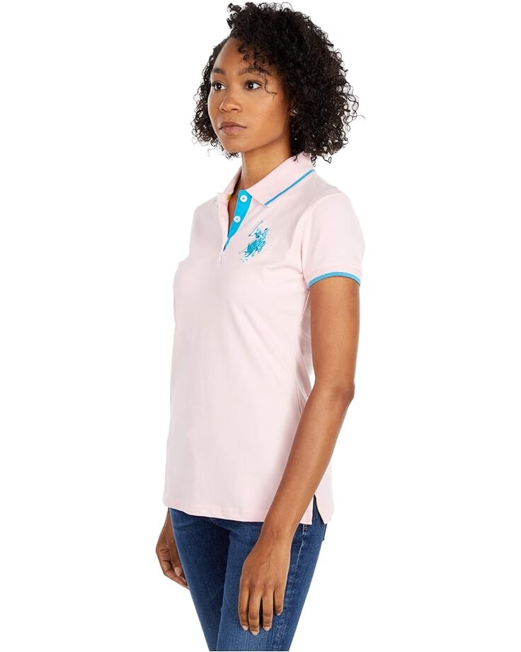 

Поло U.S. POLO ASSN. Solid Pique Polo Shirt, цвет Natural Pink