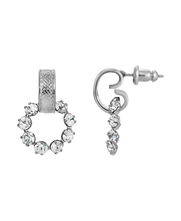 

Серьги-Кольца с кристаллами спереди 2028, silver