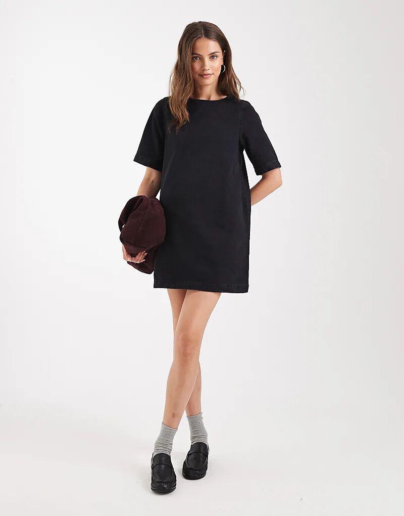 

Джинсовое мини-платье-футболка ASOS DESIGN черного цвета