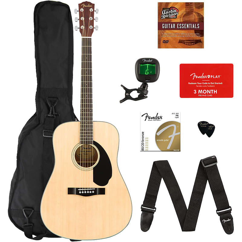 

Акустическая гитара Fender CD-60S Solid Top Dreadnought Acoustic Guitar - Natural w/ Gig Bag