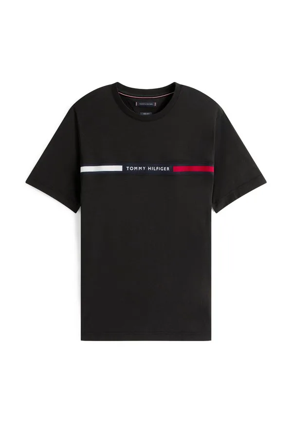 Футболка с вышитым логотипом, базовая футболка Tommy Hilfiger, Black — фото 4