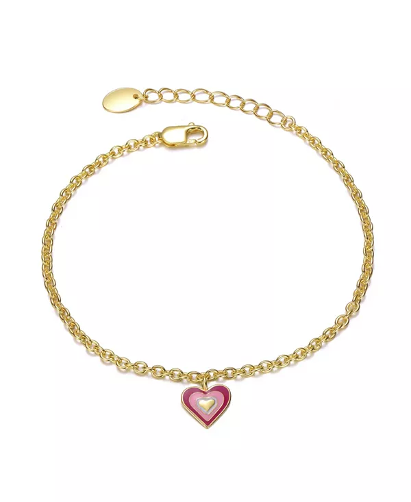 

Браслет с подвеской в виде сердца из стерлингового серебра 14 карат с цветной эмалью и ореолом Gigigirl, multi-color