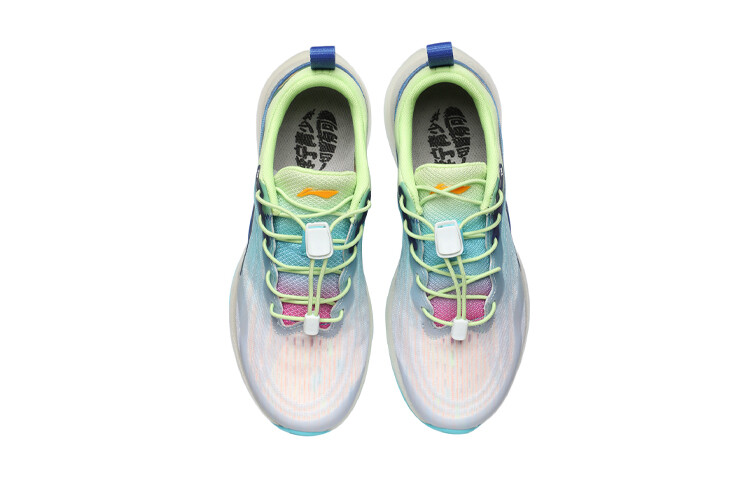Супер легкие 18 детские кроссовки GS Low-top синие/зеленые Lining Young — фото 4