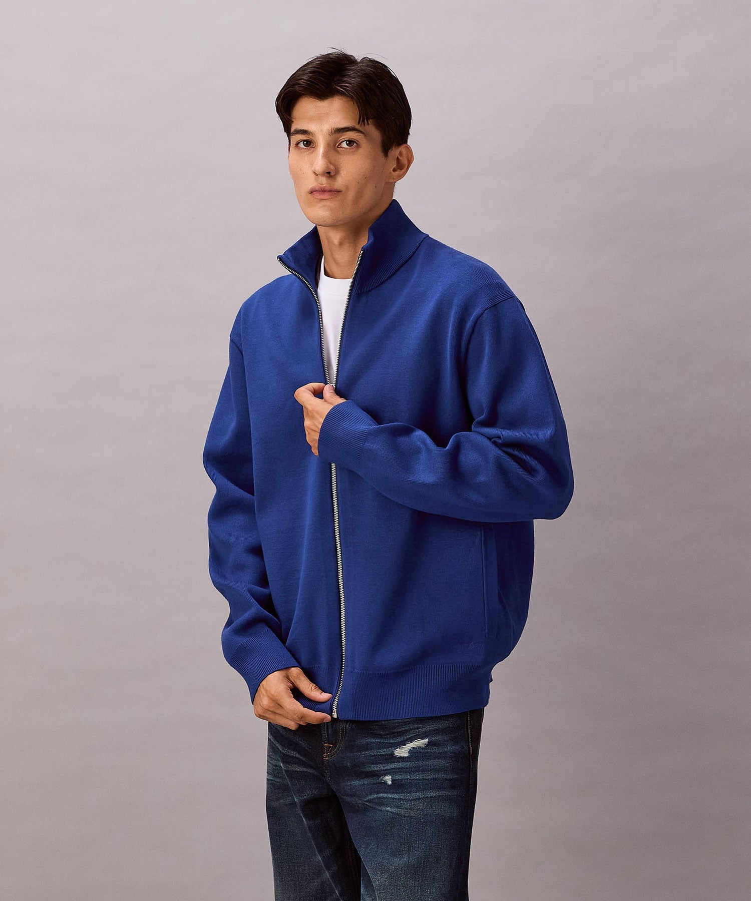 Трикотажная футболка Calvin Klein на молнии Calvin Klein 4LD373G, Bellwether Blue — фото 2