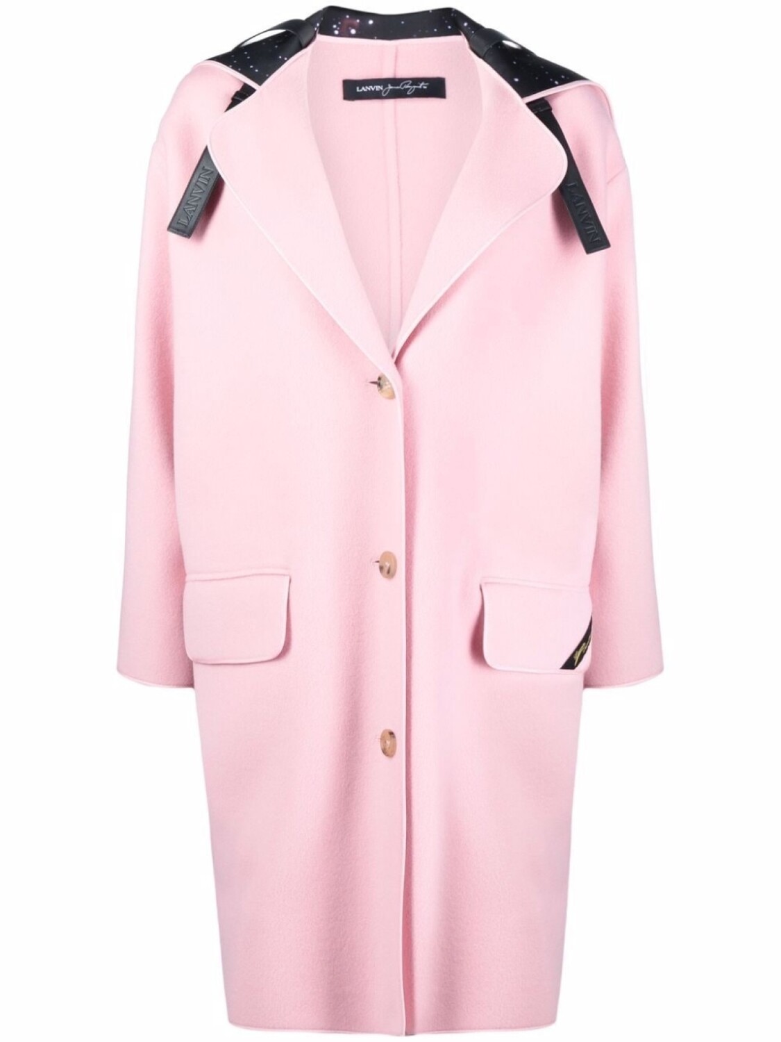 

Lanvin однобортное пальто с капюшоном, розовый