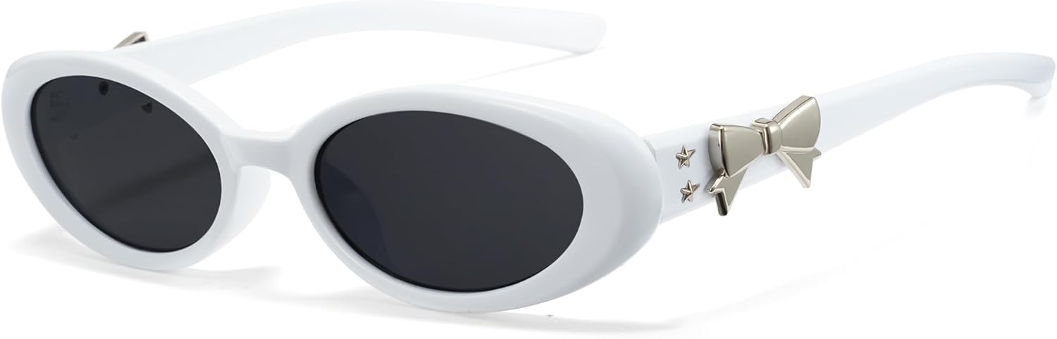 

Солнцезащитные очки Cyxus в стиле Чан Вонён для женщин с бантом, модные солнцезащитные очки с защитой от УФ-излучения для использования на открытом воздухе 1234, White