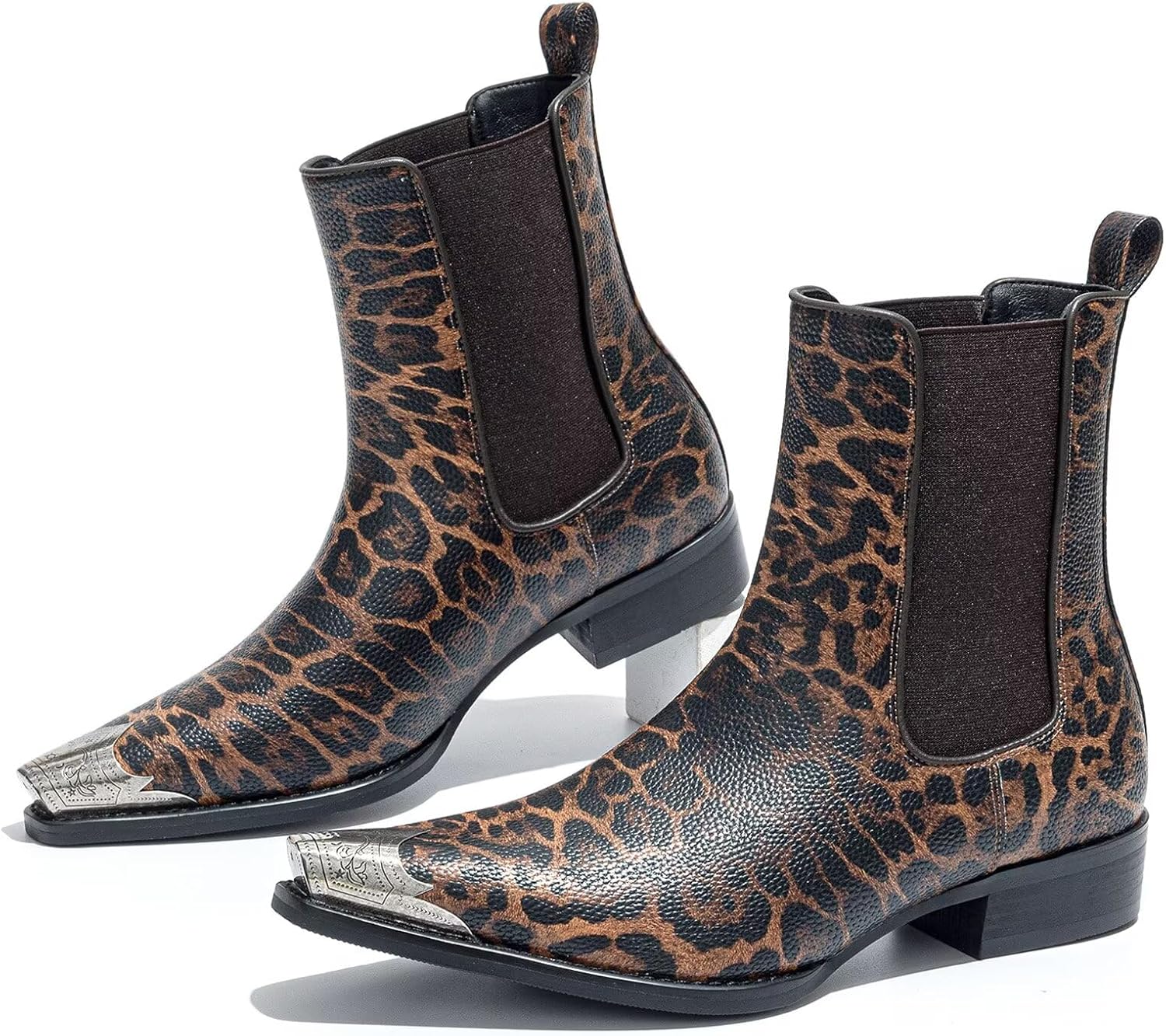 

Мужские ботинки челси с цветочным жаккардовым узором и серебристым носком, без шнурков, идеально подходят для сцены, вечеринок, модных показов, повседневной носки и создания стильного образа Potence Star