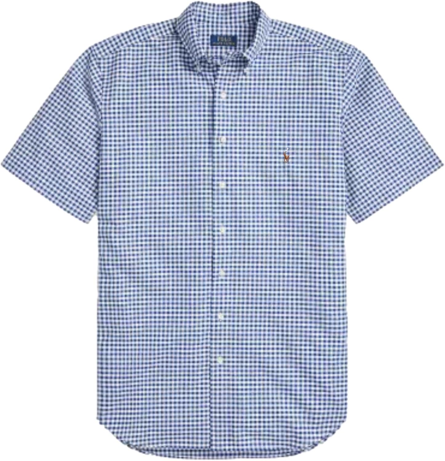 

POLO RALPH LAUREN Мужская классическая оксфордская рубашка с коротким рукавом, Checkered Blue