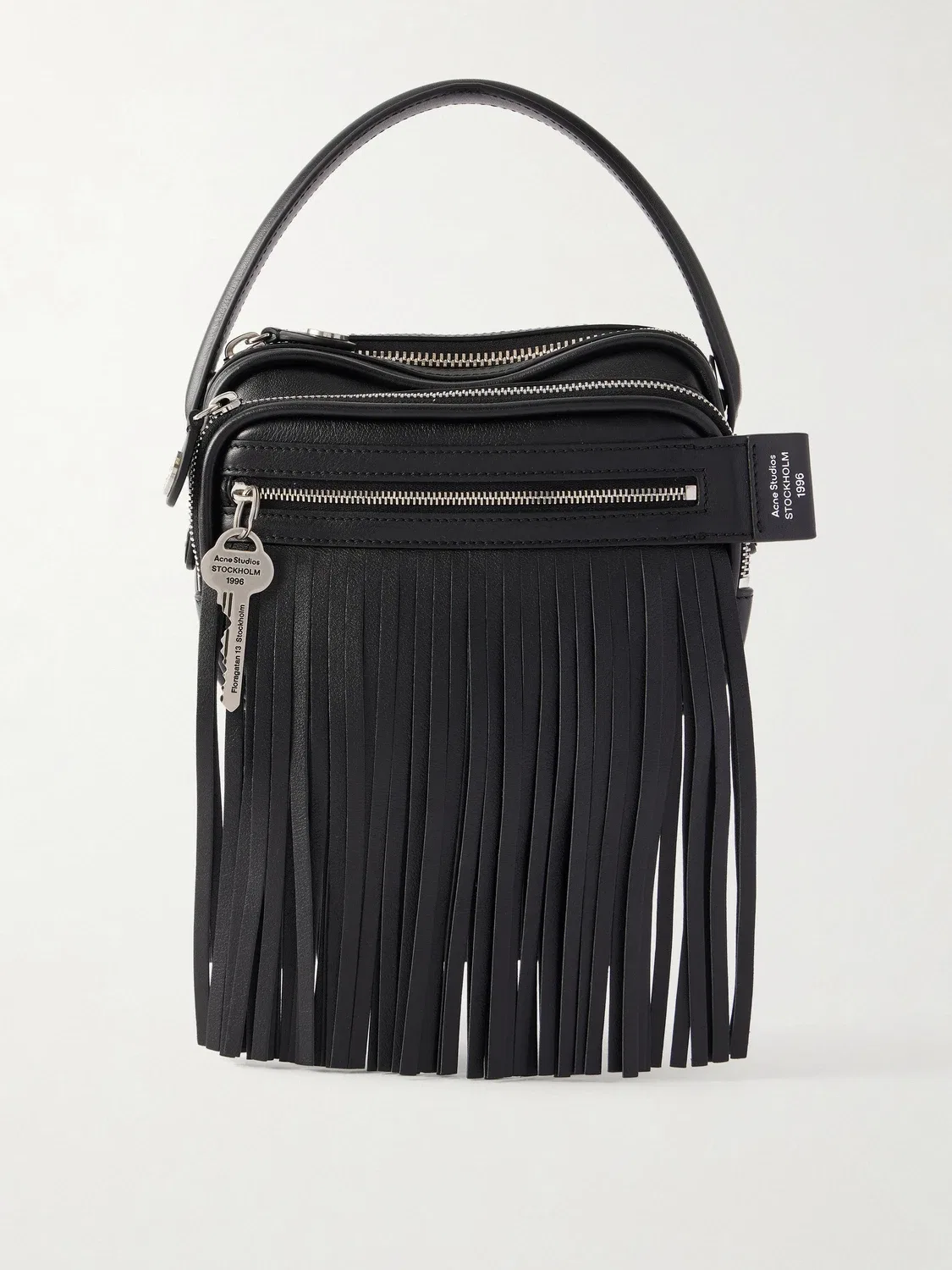 Кожаная сумка через плечо Camero Fringe Acne Studios, черный