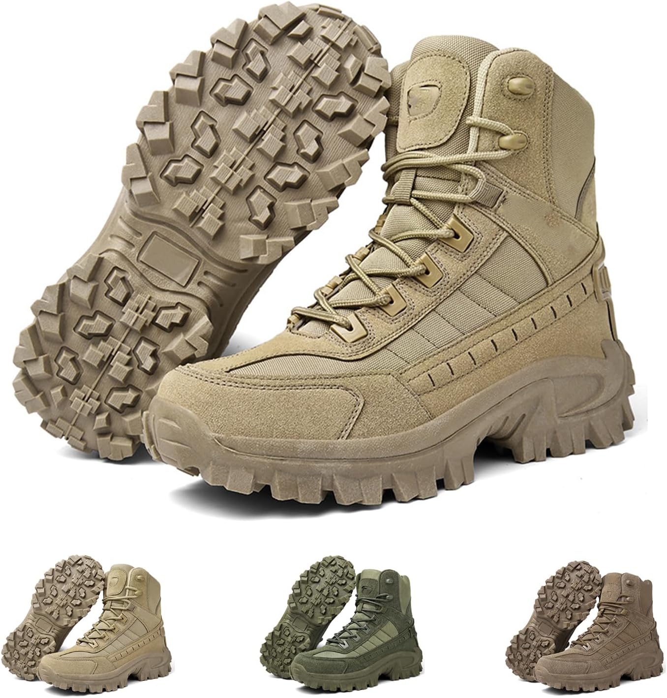 

Мужские облегченные ботинки WUUJIPAI с боковой молнией, водоотталкивающие походные ботинки для активного отдыха и кемпинга, хаки
