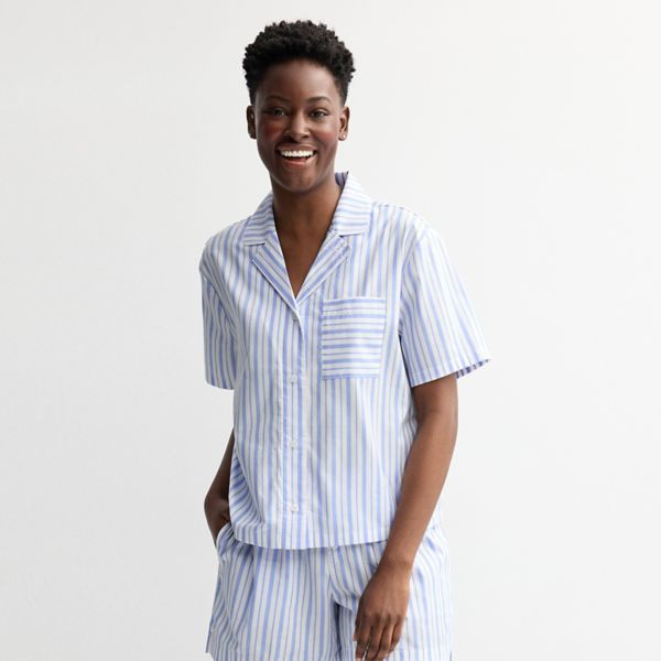 

Женская тканая пижама с короткими рукавами Sonoma Goods For Life, цвет blue white stripe
