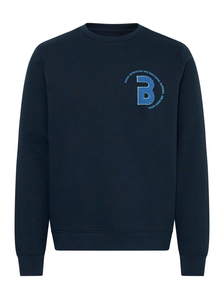 

Модная хлопковая рубашка с длинными рукавами и полосатым узором синего цвета. BLEND