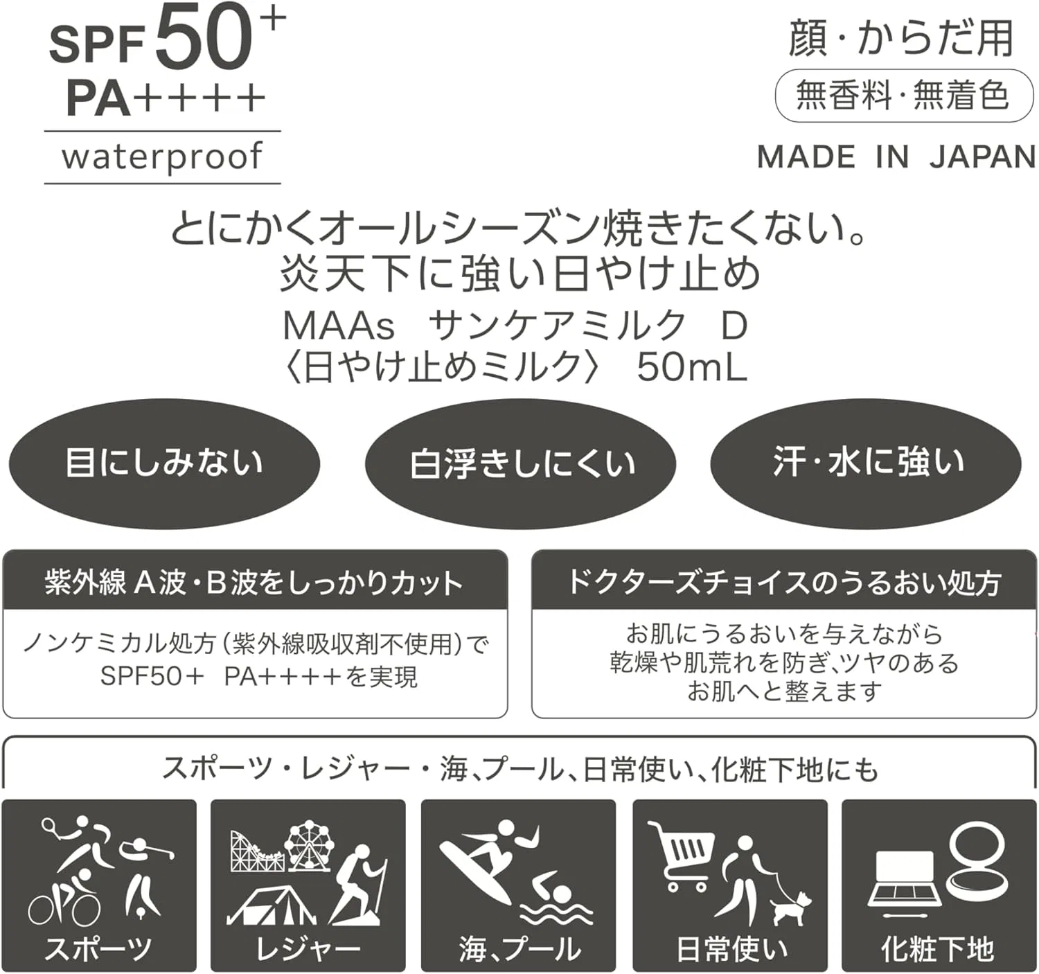 Солнцезащитное молочко MAAs SPF50+ PA+++ без УФ-абсорберов 50 мл — фото 3