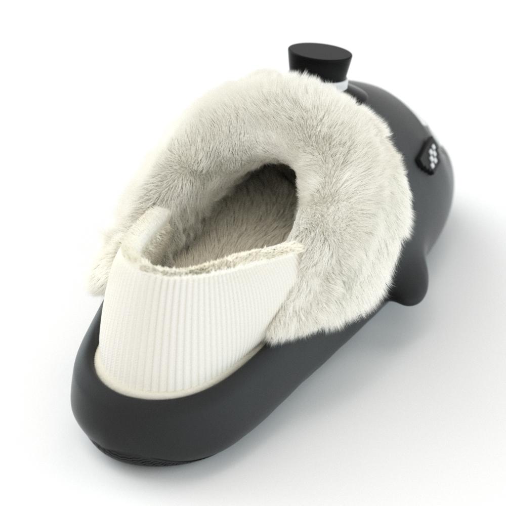 HelloSlippers Акула зимние акулики зимние мягкие джинсовые тапочки с закрытым носком на каблуке унисекс розовые, цвет Pink — фото 4