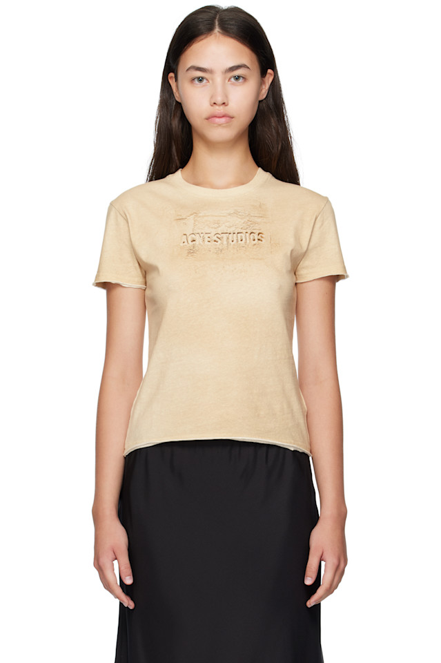 

Acne Studios Бежевая футболка с логотипом