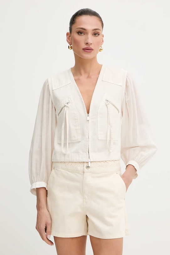 

Хлопковая рубашка Pinko, бежевый