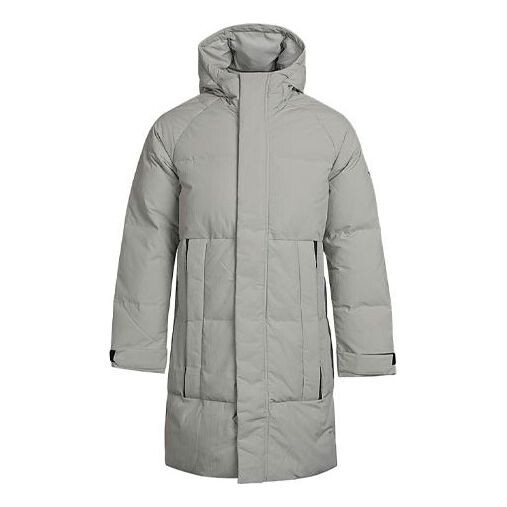 

Пуховик adidas Solid Color Zipper hooded down Jacket Gray, серый