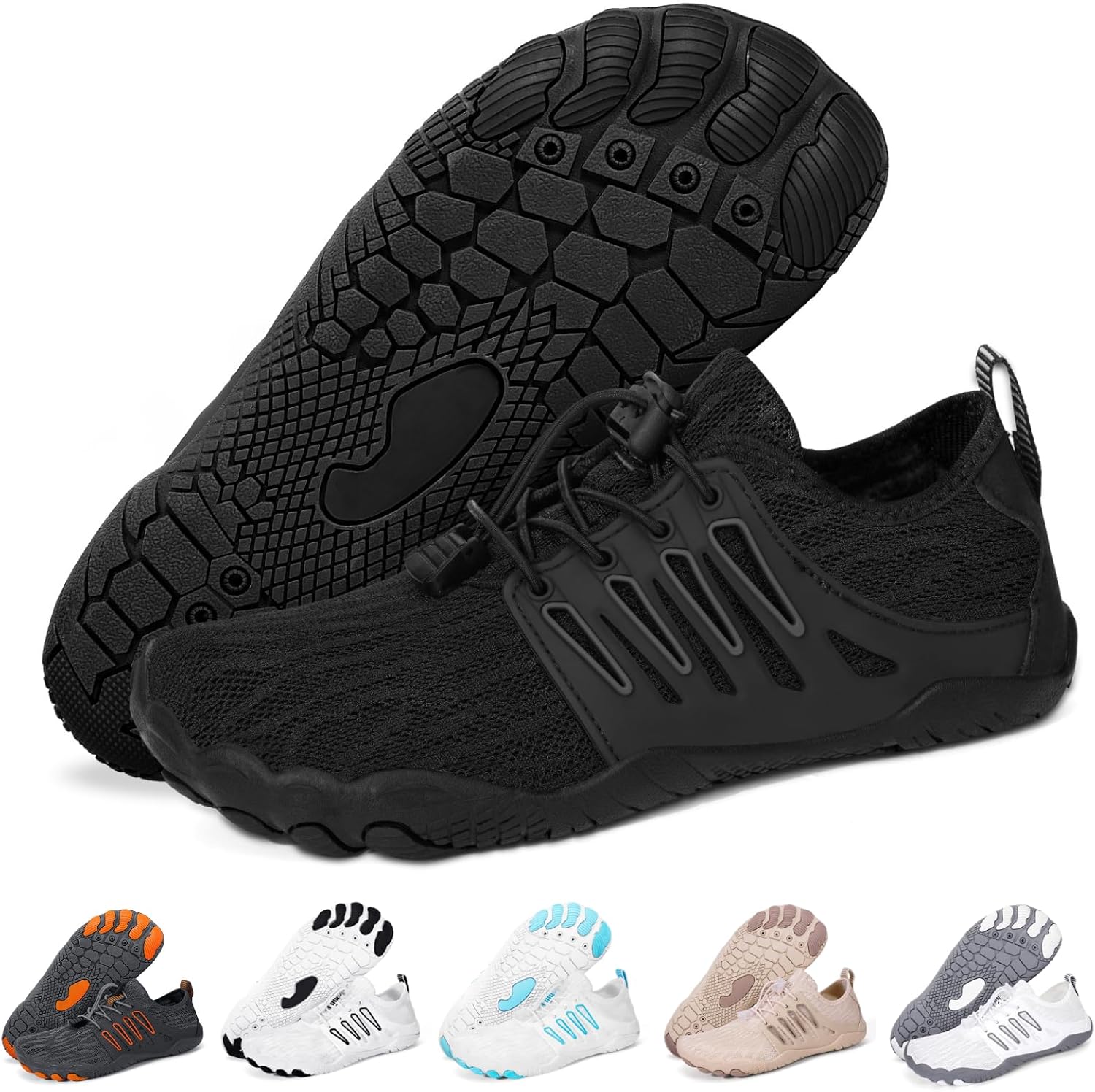 

Водонепроницаемые кроссовки Hike Barefoot для женщин и мужчин, быстросохнущие, с широким носком, для пляжа, плавания и спорта, легкие, нескользящие, для бассейна, походов, прогулок, каякинга, дайвинга и серфинга Frgitygift, черный