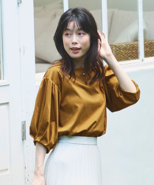 

Топ с пышными рукавами, мерсеризованный, гладкий ANY