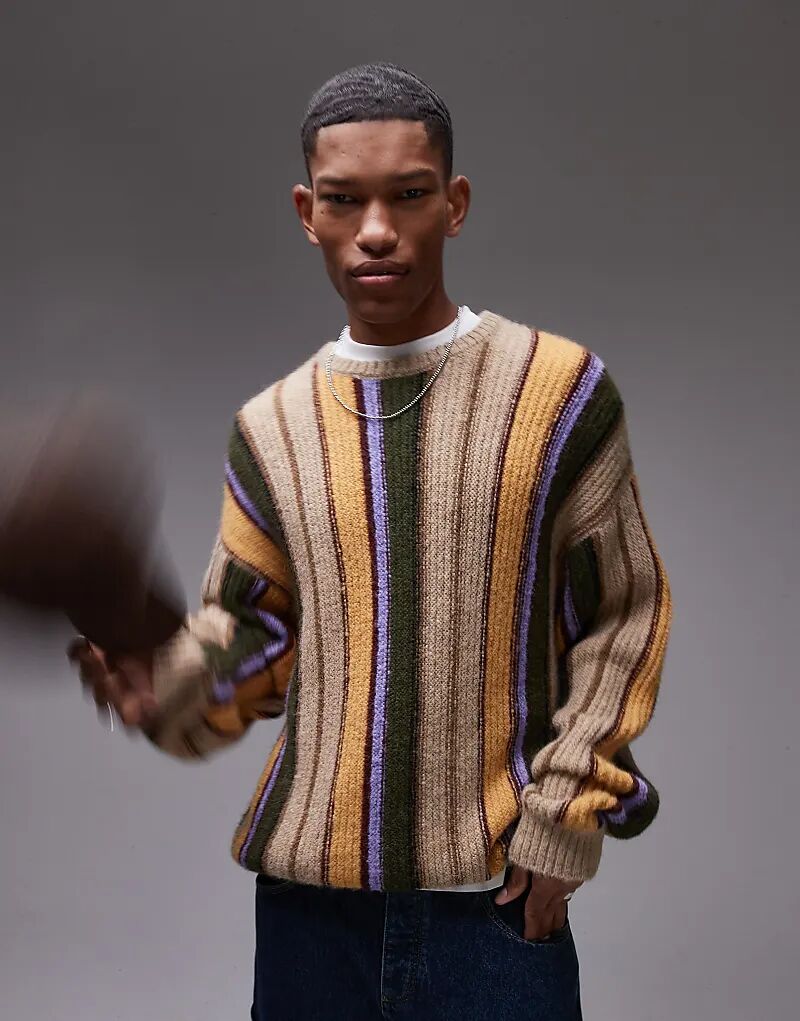 

Джемпер в полоску вязаный в несколько полос Topman