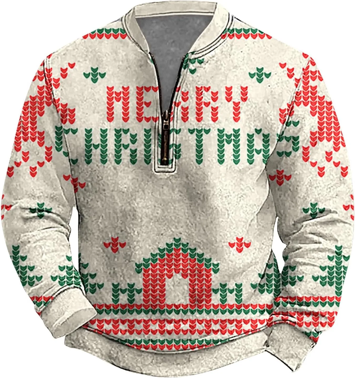 

Мужская рождественская толстовка CRNTCEM с принтом снежинок и полумолнией